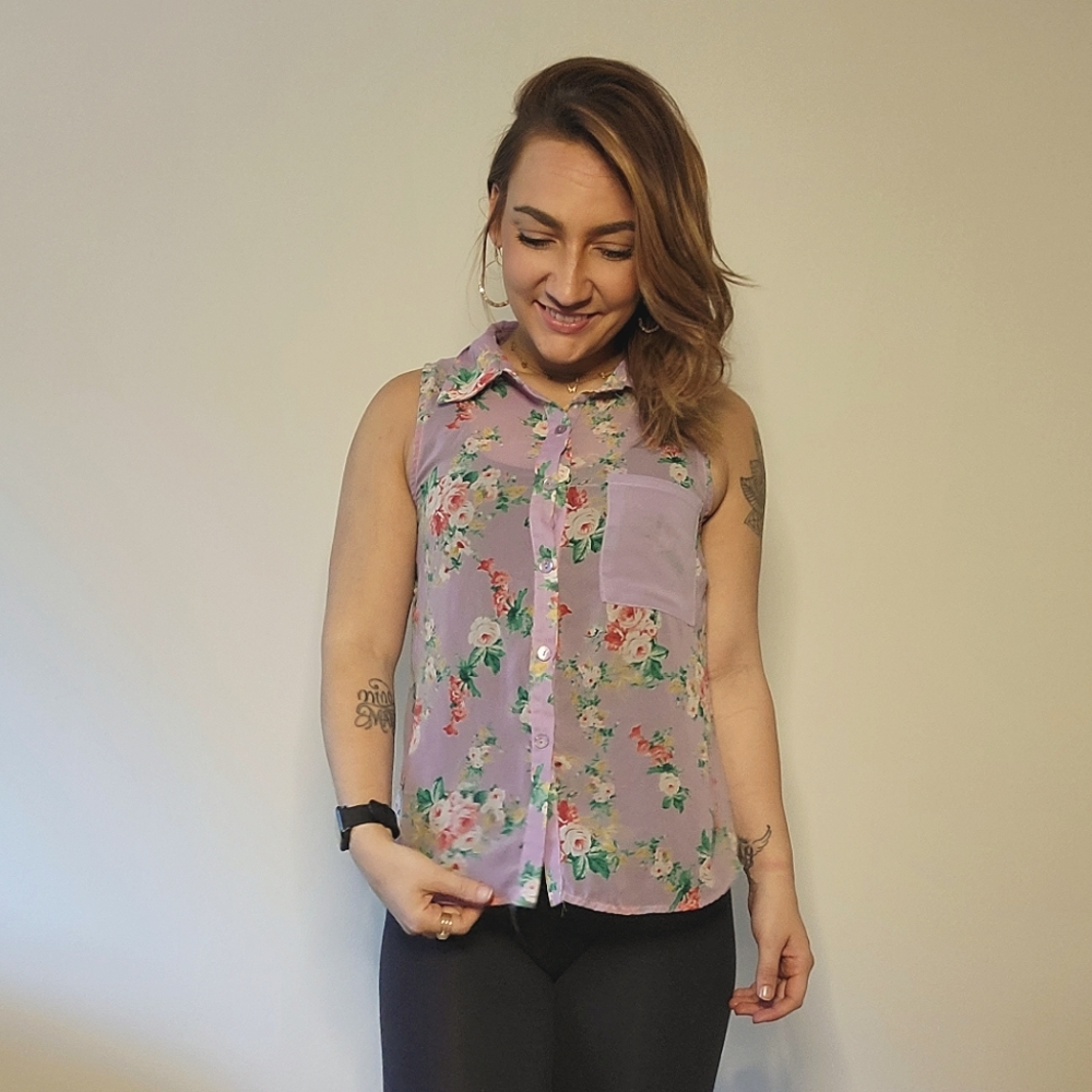 Purple Button-Up Tank